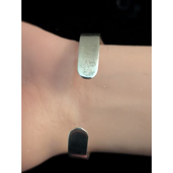 Taxco Mexico 925 Sterling Silver Black Onyx Modernist Split Band Cuff Bracelet - Picture 3 of 9